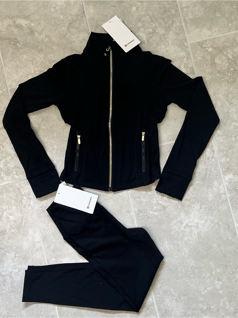 NWT Lululemon Define Jacket Nulu Gold Zip + Align 25” Pants Set Size 2